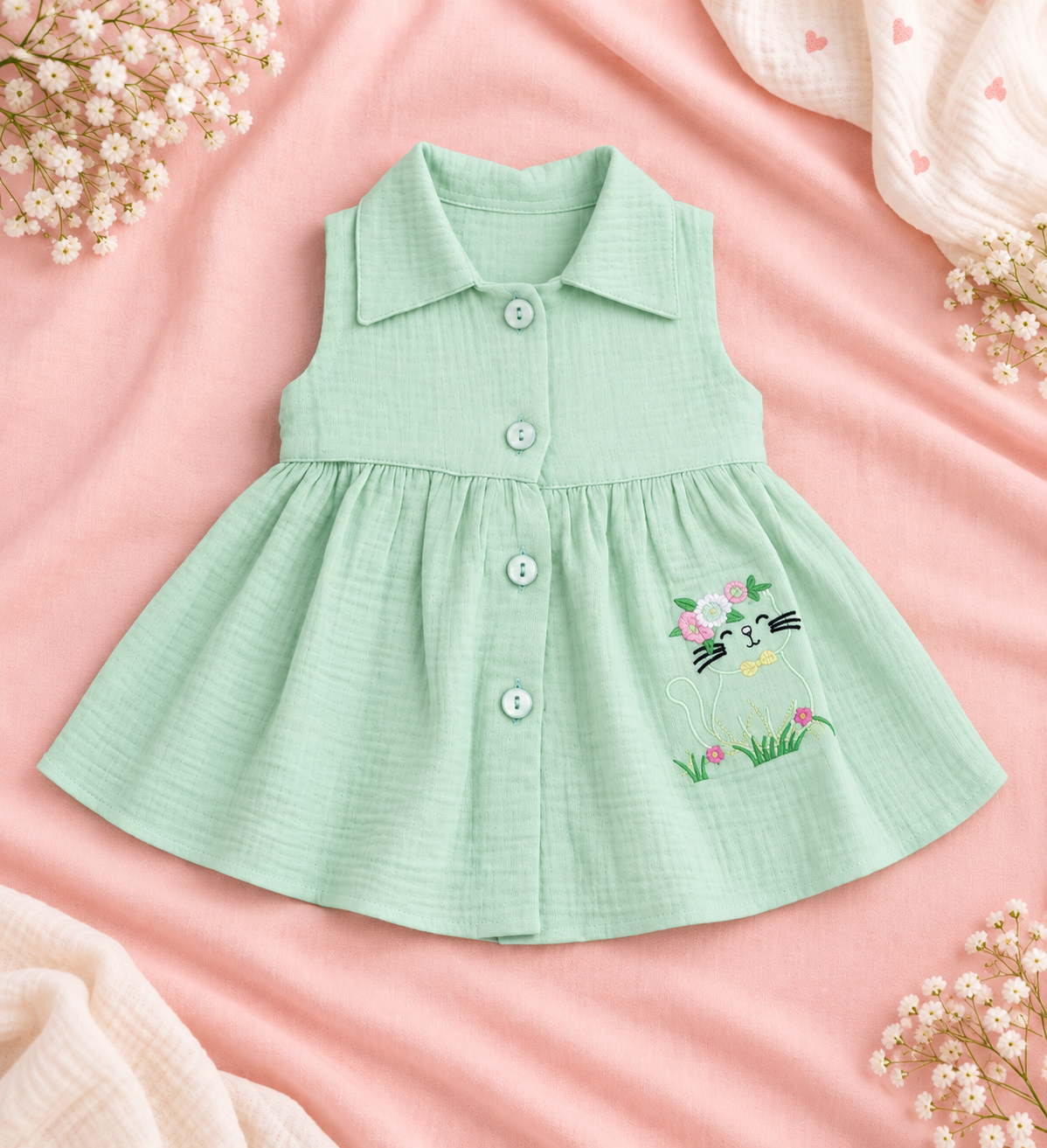 Green Kitty Dress in Green