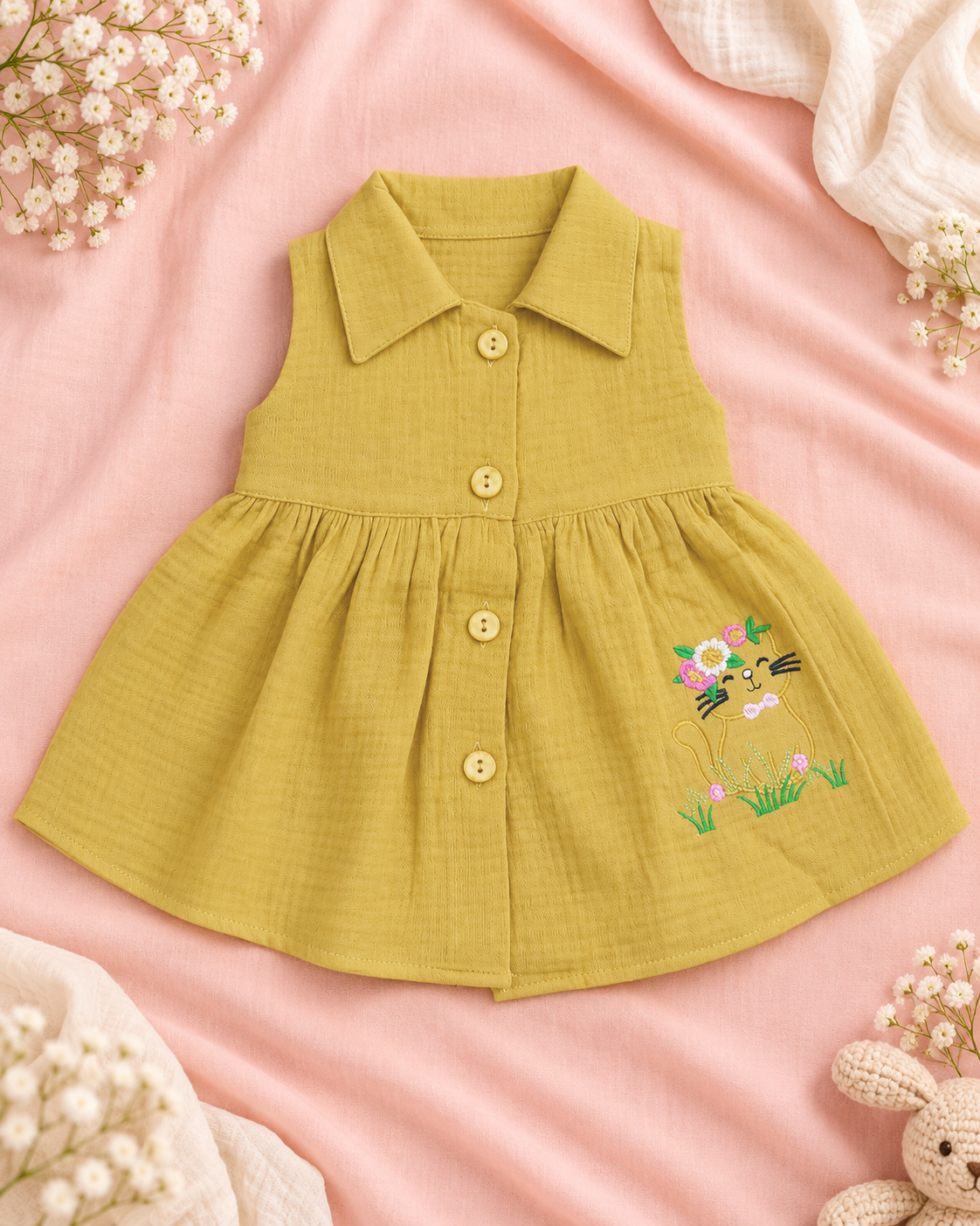 Mustard Kitty Dress in Mustard